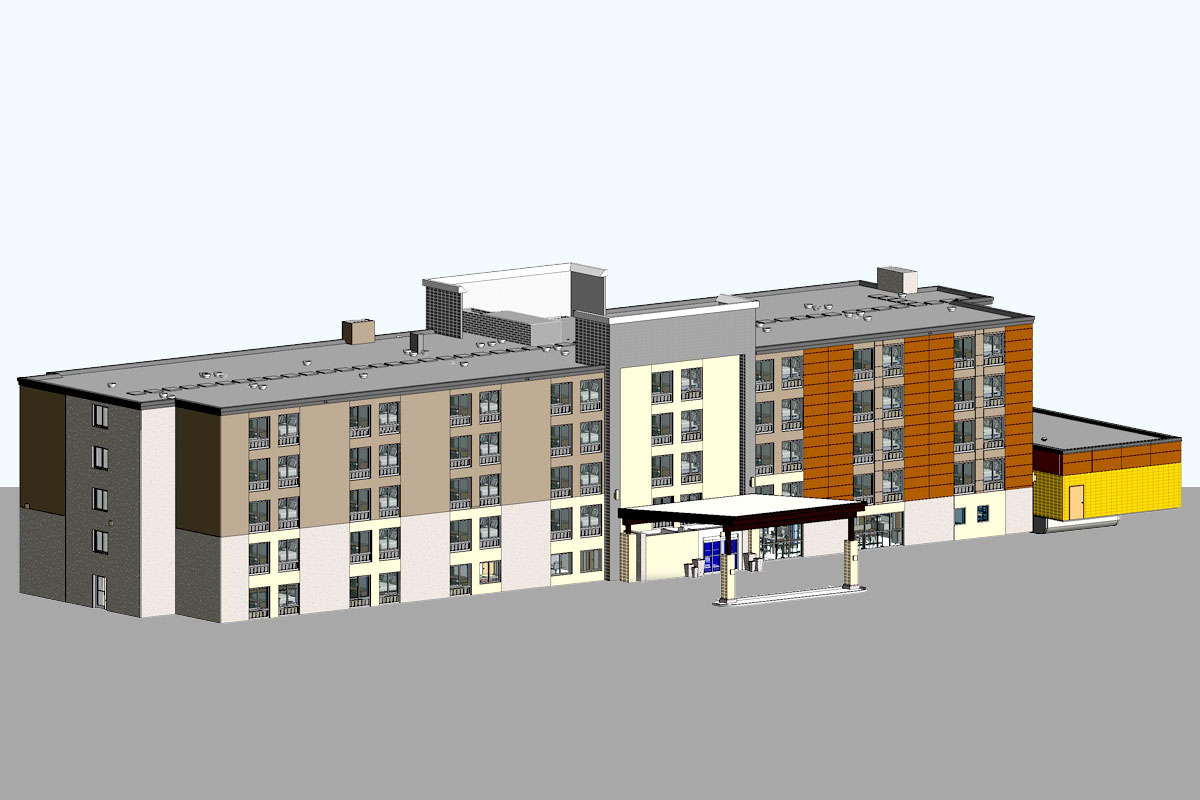 Section-View-of-Holiday-Inn-Express-Architectural-Modeling-Services-by-United-BIM.