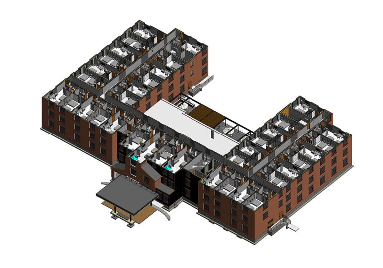 Architectural-Section-Third-Story-Revit-Model-With-Families-of-hotel-project--Modeling-by-United-BIM