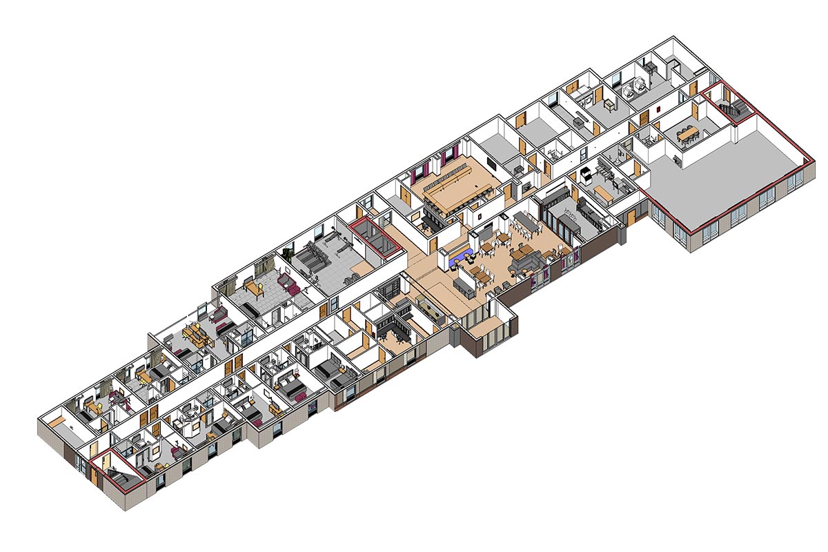 Section-view-of-Hampton-Inn-and-Suites-Architectural-BIM-Modeling-Services-in-Colorado-by-United-BIM